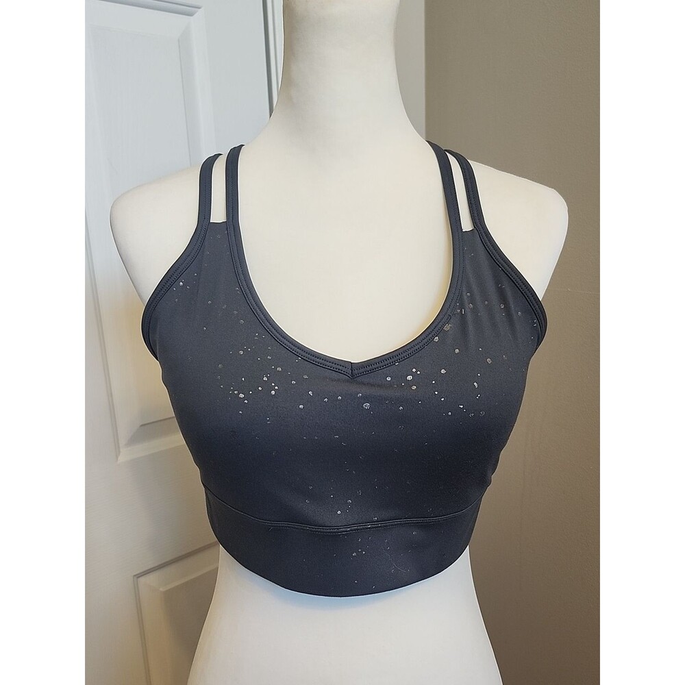 MTA Sport Charcoal Gray W/ Gold Speckles, Criss Cross Straps, Sports Bra XL